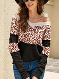 Leopard Long Sleeve Sweater - Trendsi - Flyclothing LLC