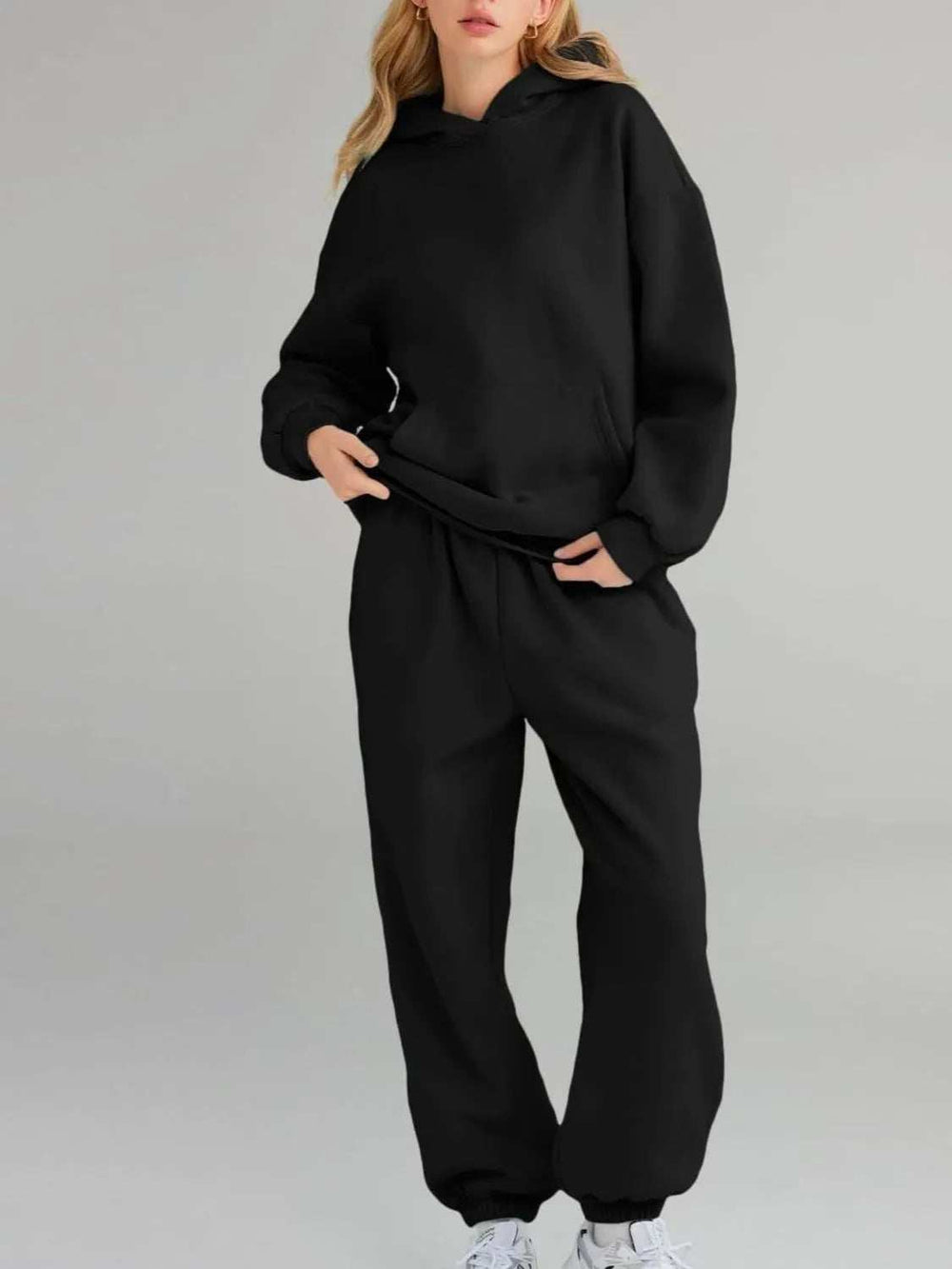 Full Size Kangaroo Pocket Hoodie and Joggers Set Plus Size - Trendsi - Flyclothing LLC