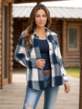 Full Size Pocketed Plaid Collared Neck Shacket - Trendsi - Flyclothing LLC