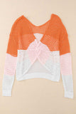 Twisted Back Round Neck Contrast Knit Cover Up - Trendsi - Flyclothing LLC