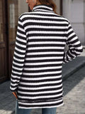 Striped Turtleneck Long Sleeve Knit Top - Trendsi - Flyclothing LLC