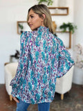 Double Take Full Size Printed Smocked Long Sleeve Blouse - Trendsi - Flyclothing LLC