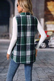 Plaid Button Up Vest Coat - Trendsi - Flyclothing LLC