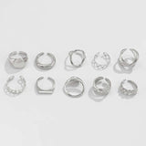 10-Piece Alloy Geometric Ring - Trendsi - Flyclothing LLC