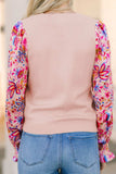 Printed Round Neck Flounce Sleeve Sweater - Trendsi - Flyclothing LLC