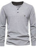 Men's Waffle-Knit Long Sleeve T-Shirt - Trendsi - Flyclothing LLC