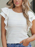 Full Size Ruffled Round Neck Cap Sleeve Blouse - Trendsi - Flyclothing LLC