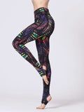 Printed Wide Waistband Active Leggings with Stirrups - Trendsi - Flyclothing LLC