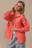 BiBi Quilted Wrinkle Gauze Long Sleeve Shacket - Trendsi - Flyclothing LLC