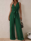 Tied Surplice Sleeveless Wide Leg Jumpsuit - Trendsi - Flyclothing LLC