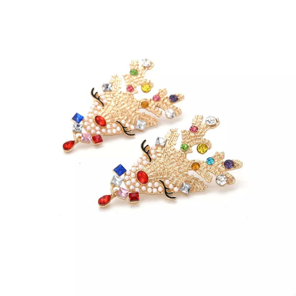 Christmas Reindeer Rhinestone Earrings - Trendsi - Flyclothing LLC