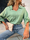 Button Down Collared Neck Long Sleeve Shirt - Trendsi - Flyclothing LLC