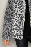 Full Size Leopard Furry Collared Neck Long Sleeve Coat - Trendsi - Flyclothing LLC