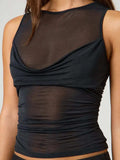 Ruched Round Neck Tank - Trendsi - Flyclothing LLC