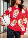 Basketball Round Neck Long Sleeve Sweatshirt - Trendsi - Flyclothing LLC
