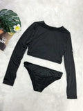 Round Neck Long Sleeve Top and Brief Swim Set - Trendsi - Flyclothing LLC
