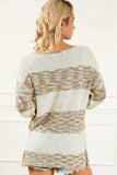 Contrast Half Button Long Sleeve Sweater - Trendsi - Flyclothing LLC