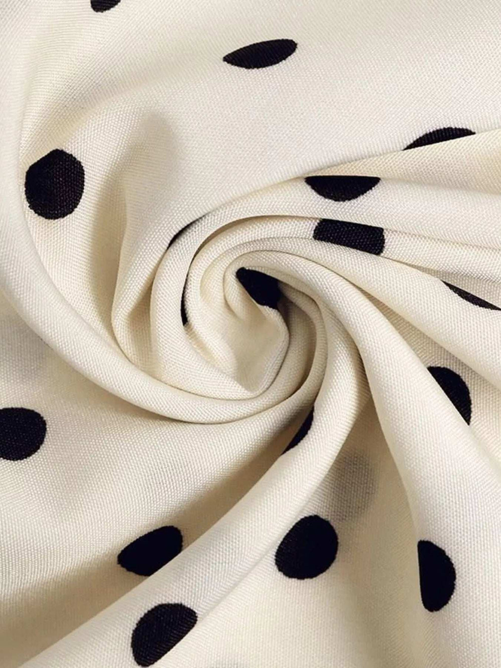 Polka Dot Tie Front Long Sleeve Midi Dress - Trendsi - Flyclothing LLC