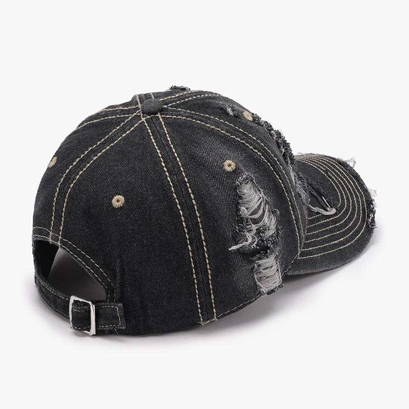 Distressed Adjustable Cotton Baseball Cap - Trendsi - Flyclothing LLC