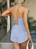 Tied Front Halter Neck Cami and Shorts Set - Trendsi - Flyclothing LLC