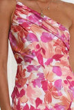 Ruched Printed Single Shoulder Midi Dress - Trendsi - Flyclothing LLC