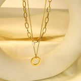 18K Gold-Plated Double Layered Necklace - Trendsi - Flyclothing LLC