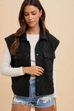Annie Wear Texture Quilted Snap Down Vest Coat - Trendsi - Flyclothing LLC