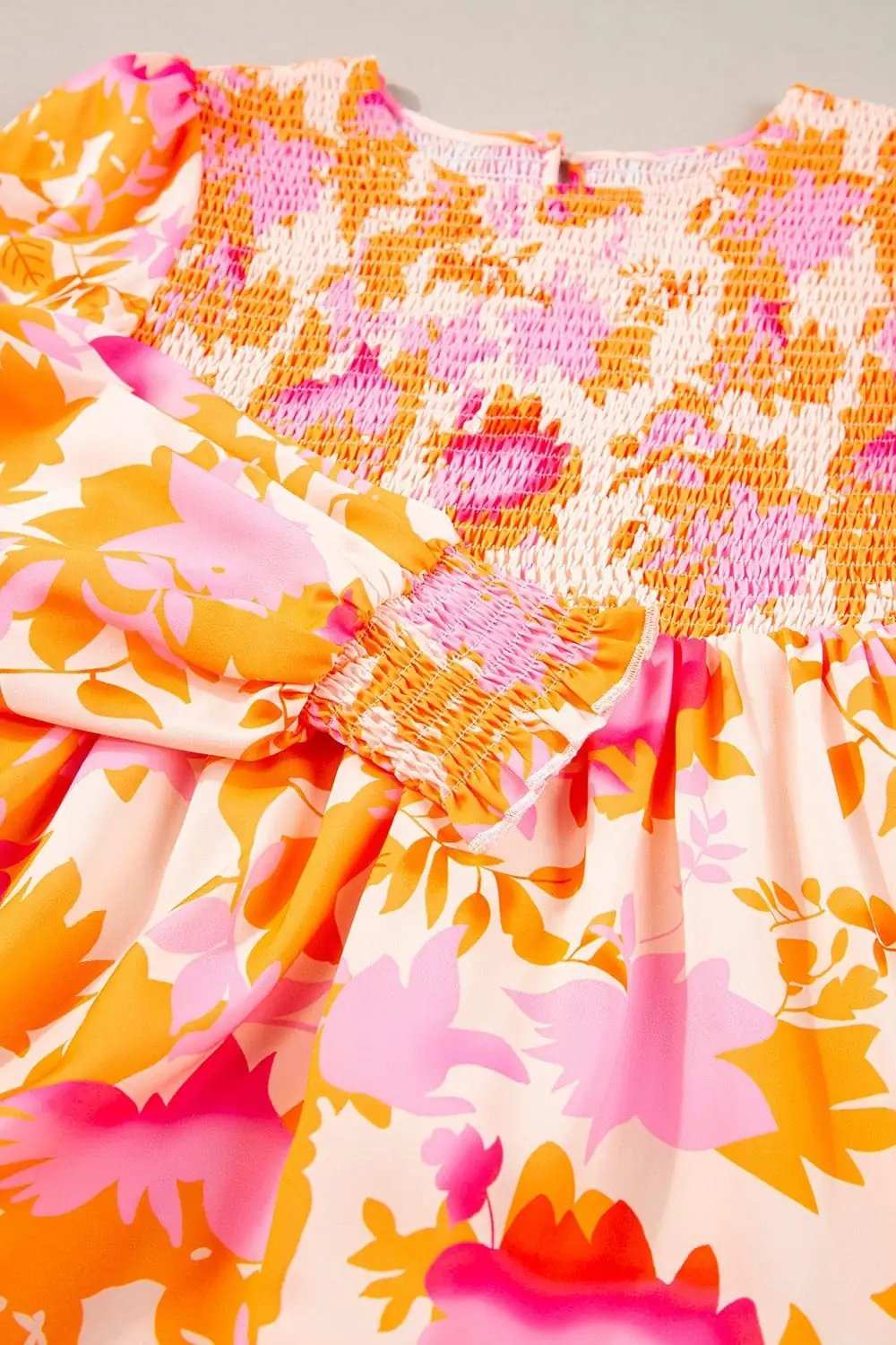 Frill Printed Long Sleeve Mini Dress - Trendsi - Flyclothing LLC