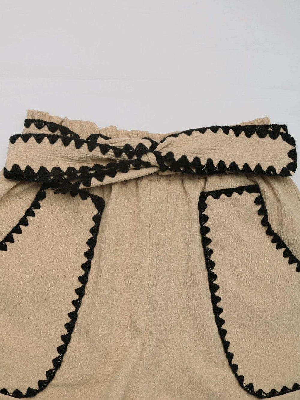 Perfee Tied Contrast Trim Shorts - Trendsi - Flyclothing LLC