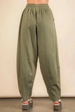 VERY J Solid Barrel Comfy Woven Pants - Trendsi - Flyclothing LLC