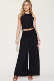 Basic Bae Full Size Ribbed Tank and Wide Leg Pants Set - Trendsi - Flyclothing LLC