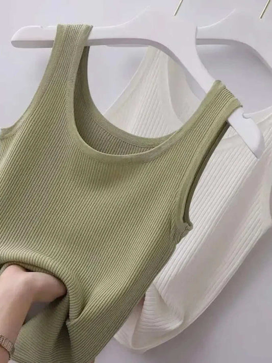 Plus Size Ribbed Knit Scoop Neck Tank Top - Trendsi - Flyclothing LLC
