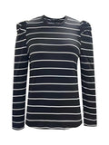 Full Size Striped Round Neck Puff Sleeve T-Shirt - Trendsi - Flyclothing LLC