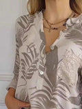 Full Size Printed Button Detail Long Sleeve Blouse Plus Size - Trendsi - Flyclothing LLC