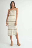 MABLE Contrast Striped Crochet Knit Midi Dress - Trendsi - Flyclothing LLC