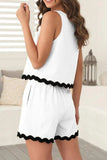 Ricrac Trim Tank Top and Elastic Waist Shorts Set - Trendsi - Flyclothing LLC