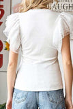 Ruffled Round Neck Cap Sleeve Blouse - Trendsi - Flyclothing LLC
