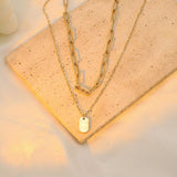 18K Gold-Plated Double Layered Necklace - Trendsi - Flyclothing LLC