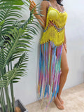 Fringe Scoop Neck Spaghetti Strap Cover-Up - Trendsi - Flyclothing LLC