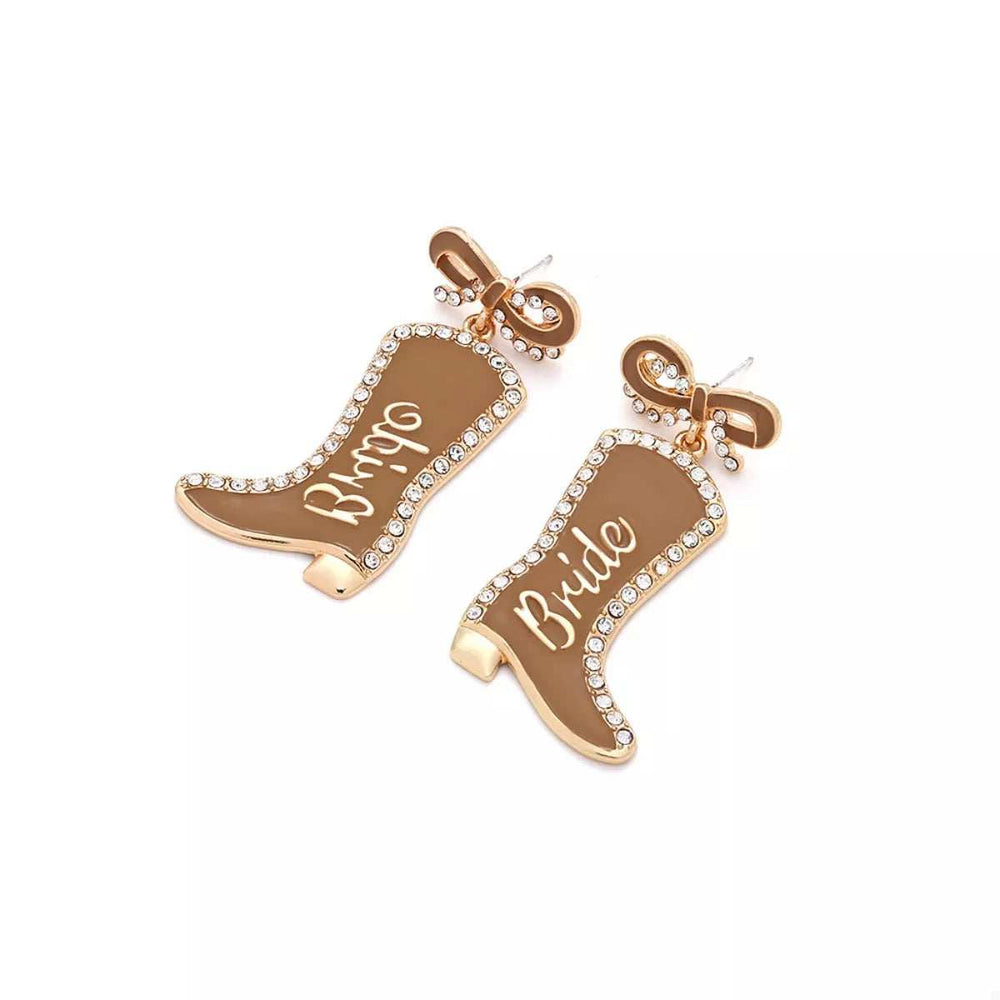 Cowgirl Boot Dangle Earrings with Bow - Trendsi - Flyclothing LLC