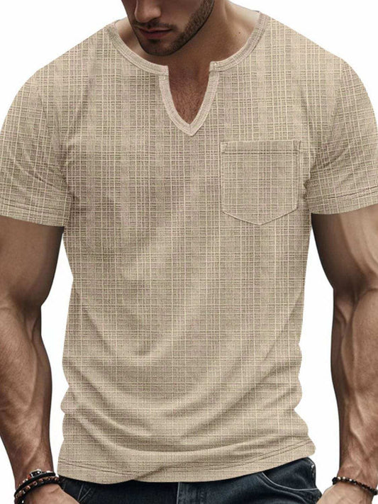 Men's Full Size Notched Short Sleeve T-Shirt Plus Size - Trendsi - Flyclothing LLC