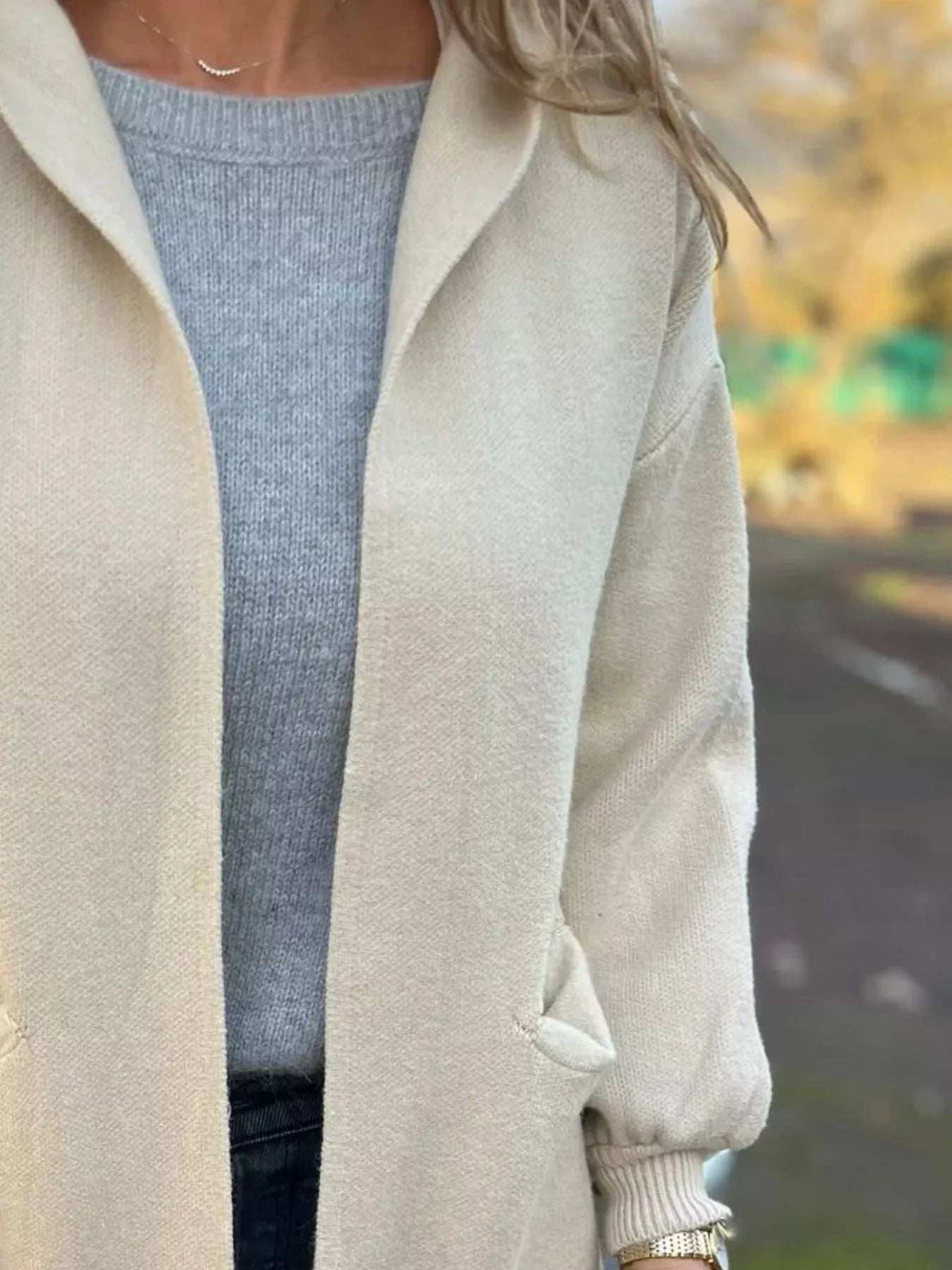 Full Size Open Front Drop Shoulder Hooded Cardigan Plus Size - Trendsi - Flyclothing LLC