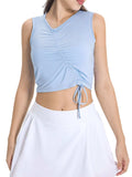 Drawstring Ruched Wide Strap Active Tank - Trendsi - Flyclothing LLC