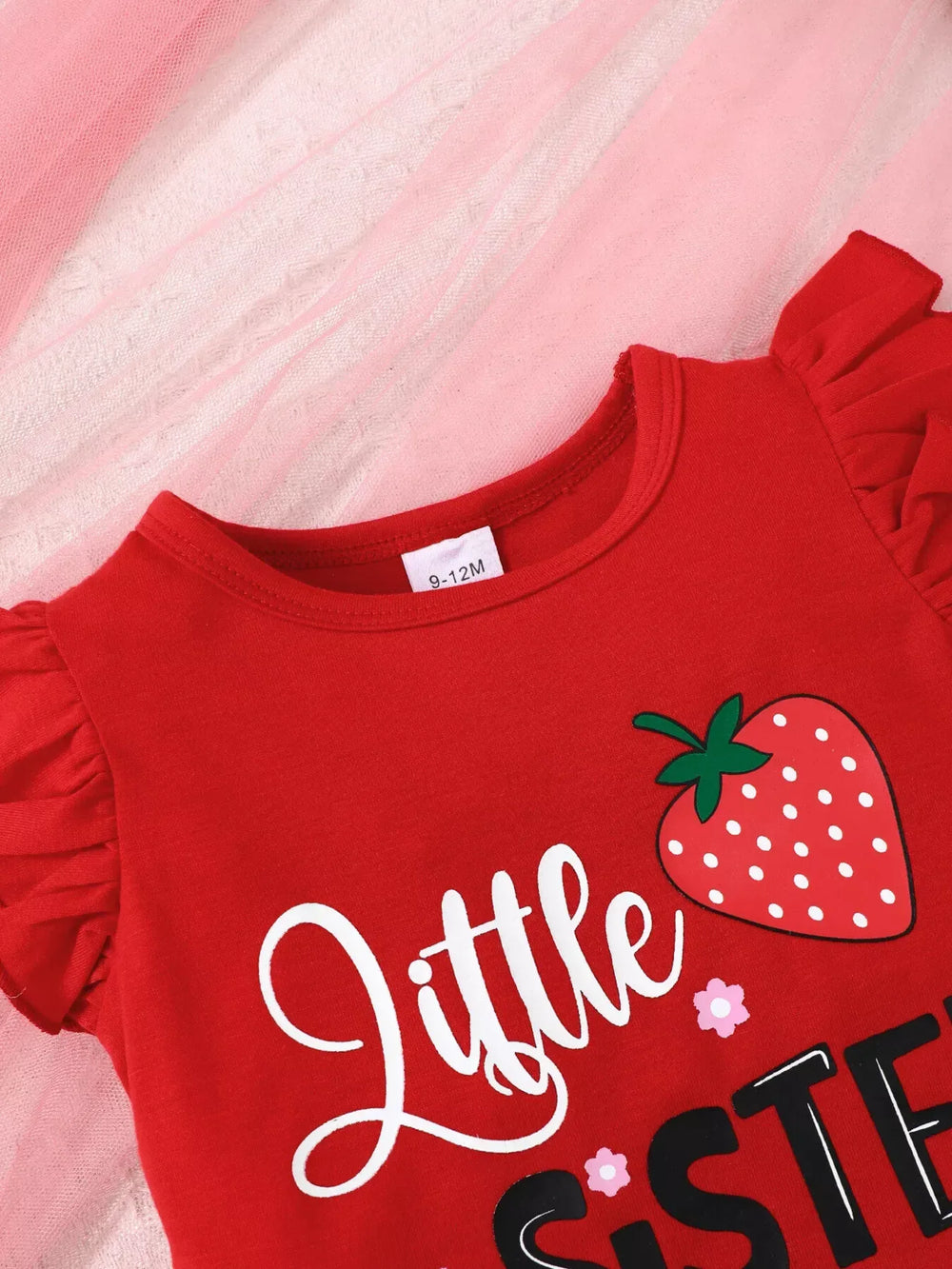 Children's Strawberry Print Ruffle Sleeve Top and Shorts Set - Trendsi - Flyclothing LLC