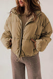 Zip Up Collared Neck Long Sleeve Winter Coat - Trendsi - Flyclothing LLC
