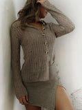 Button Up Long Sleeve Cardigan - Trendsi - Flyclothing LLC