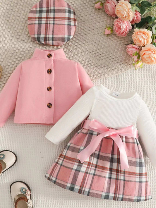 Children's Plaid 3-Piece Outfit Set - Trendsi - Flyclothing LLC