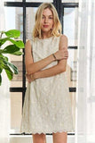 ADORA Applique Round Neck Sleeveless Shift Dress - Trendsi - Flyclothing LLC