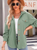 Textured Button Up Long Sleeve Shacket - Trendsi - Flyclothing LLC