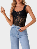 Lace Scoop Neck Tank - Trendsi - Flyclothing LLC